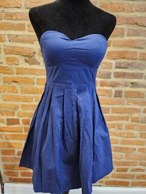 Rue21 Strapless Navy Blue Sweetheart Pleated Dress